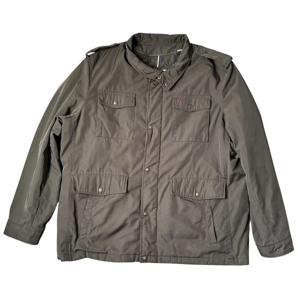 Levis Olive Green Zip Button Front Field Military Jacket Men’s Size XXL - Picture 1 of 10